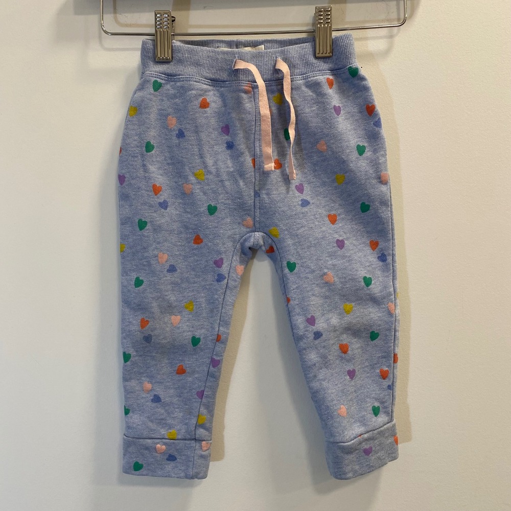 Baby Boden Heart Joggers Kids 18-24M Blue Fleece Sweatpants Kidcore Colorful